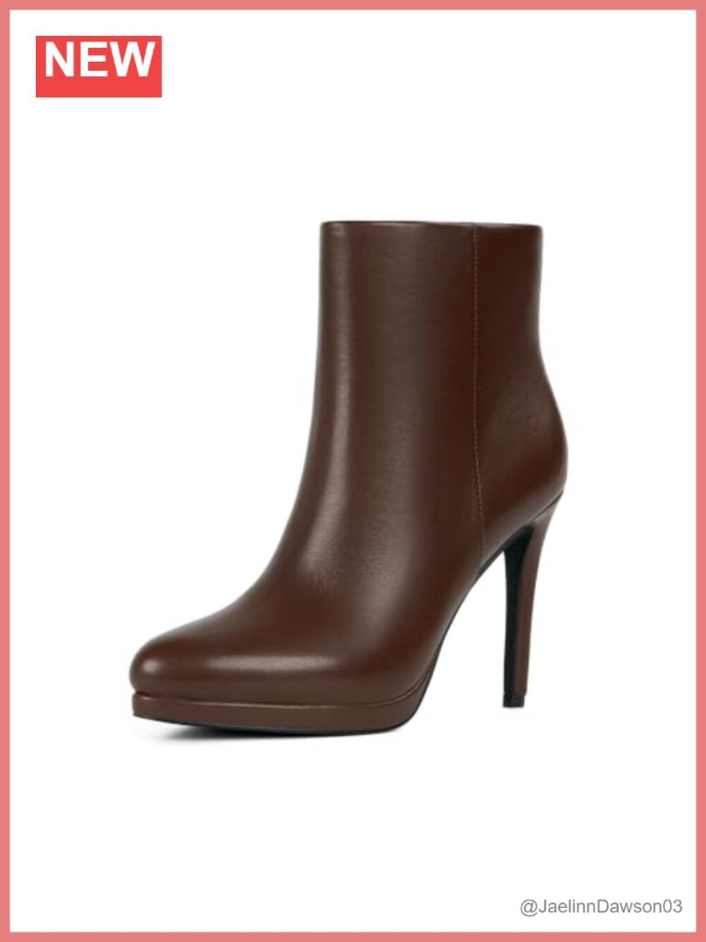 Faux Leather Ankle Boots Round Toe Stiletto Platform Booties Zip Women